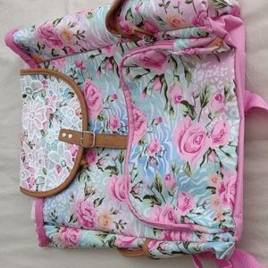Pink floral backpack